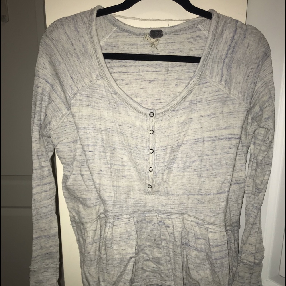 Free People Blue and White Long Sleeve